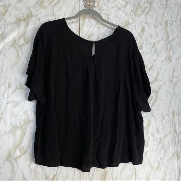 Madewell XL black blouse top v-neck short sleeve loose classic neutral modern. - Picture 5 of 7